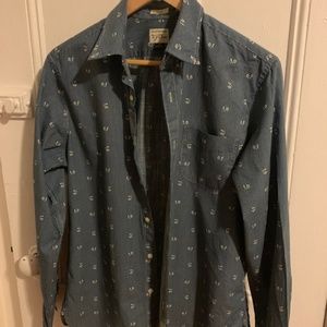 J. Crew mens green floral button down
